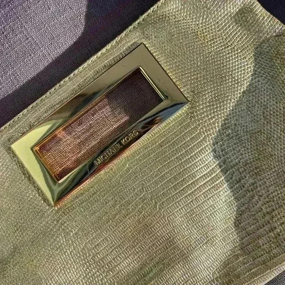 Michael Kors Gold Clutch Hand Bag - Picture 2 of 3